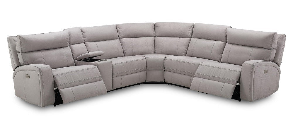 J & M Cozy 6 Pc Sectional, Moonshine Microfiber