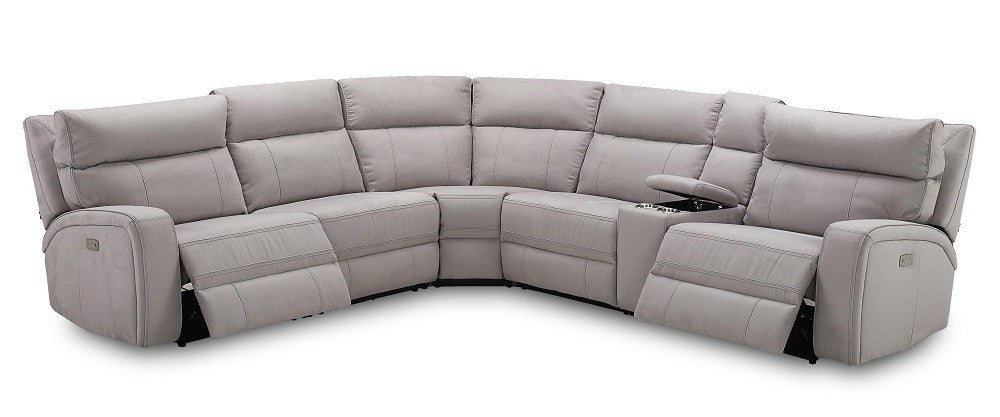 J & M Cozy 6 Pc Sectional, Moonshine Microfiber