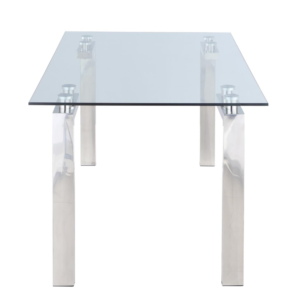 Chintaly Cristina Contemporary Glass Top Dining Table with Steel Base