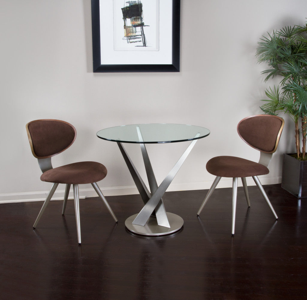 Elite Modern Crystal Bistro Table, Powder Coated Columns