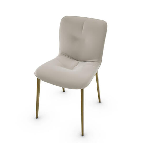 Calligaris Annie CS1848 Chair with Plush Seat and Metal Base | Quick Ship