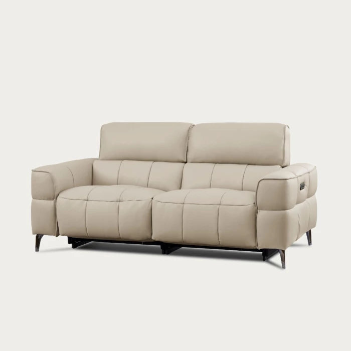 Cubo Loveseat with Two Recliners – Oatmeal Leather | Creative Furniture