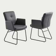 Cyprus armchair upholstered in grey faux leather with black legs