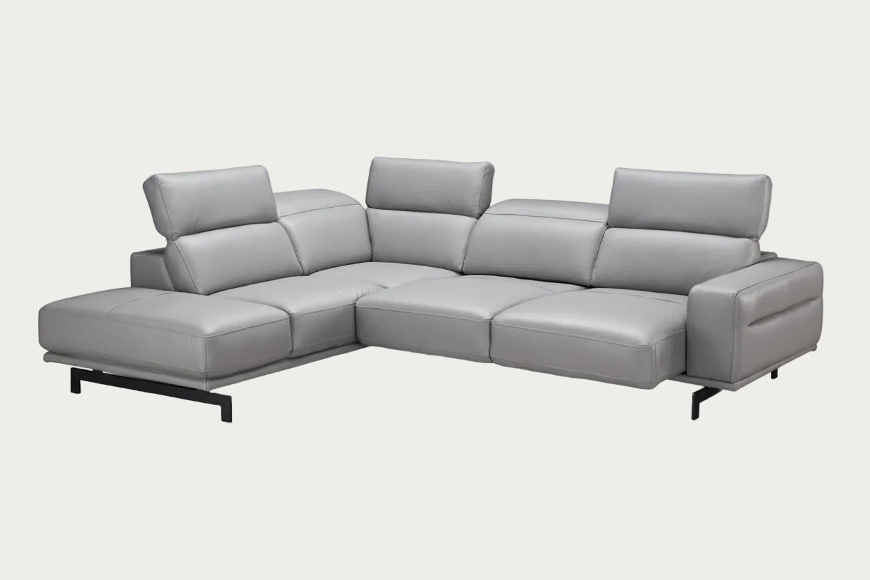 Davenport gray left-facing sectional sofa on a white background.