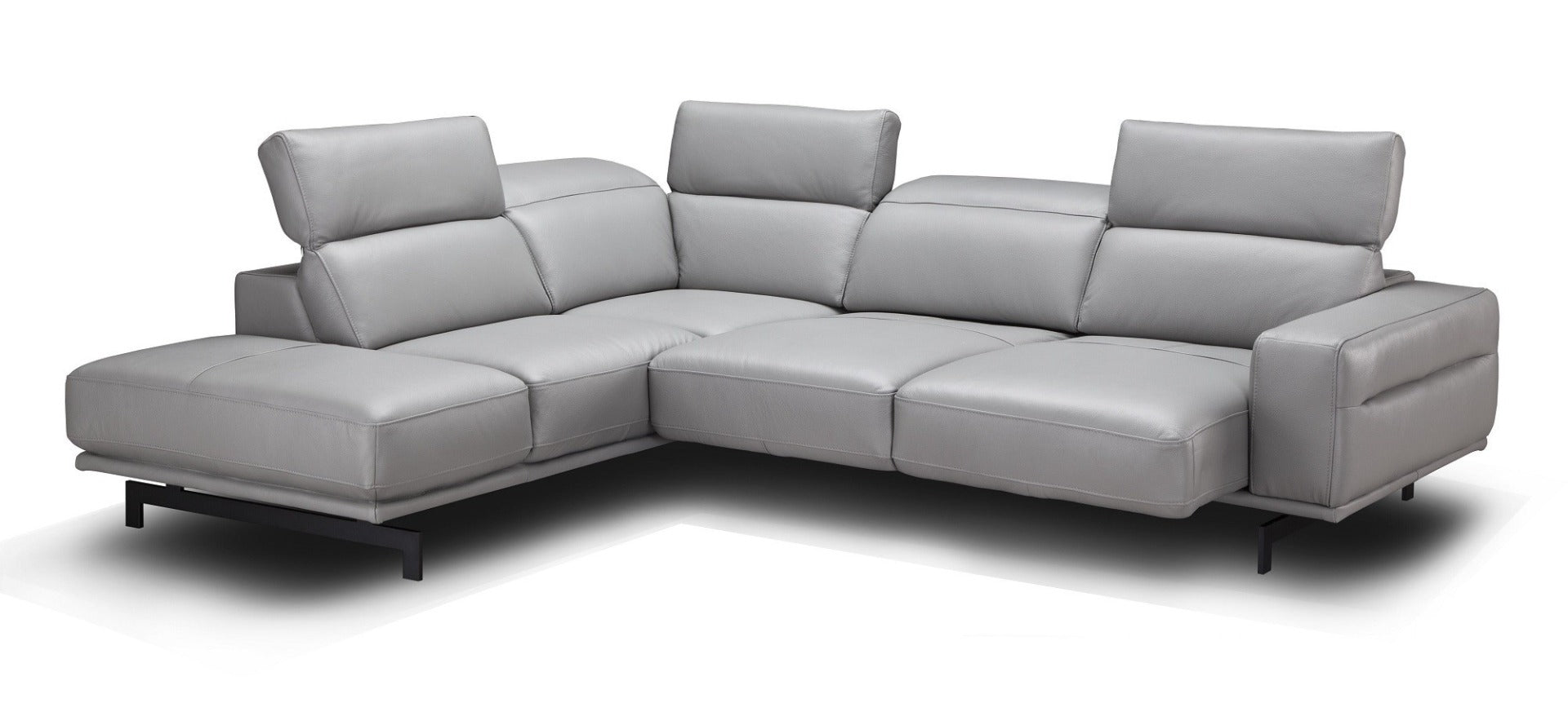 J & M Davenport Leather Sectional, Light Gray