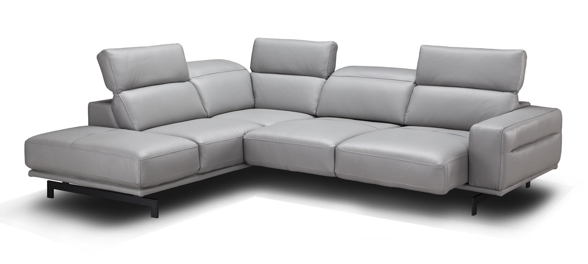 J & M Davenport Leather Sectional, Light Gray