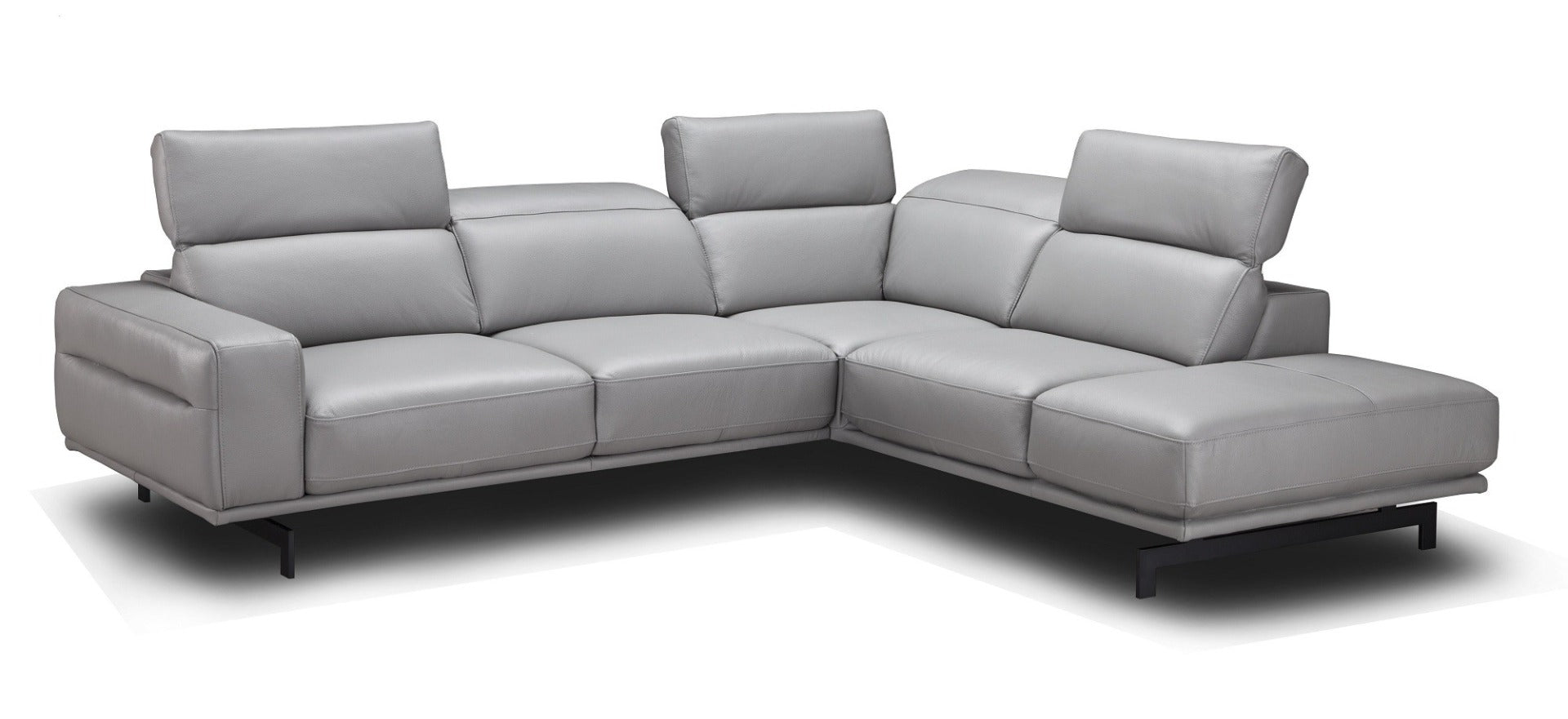 J & M Davenport Leather Sectional, Light Gray
