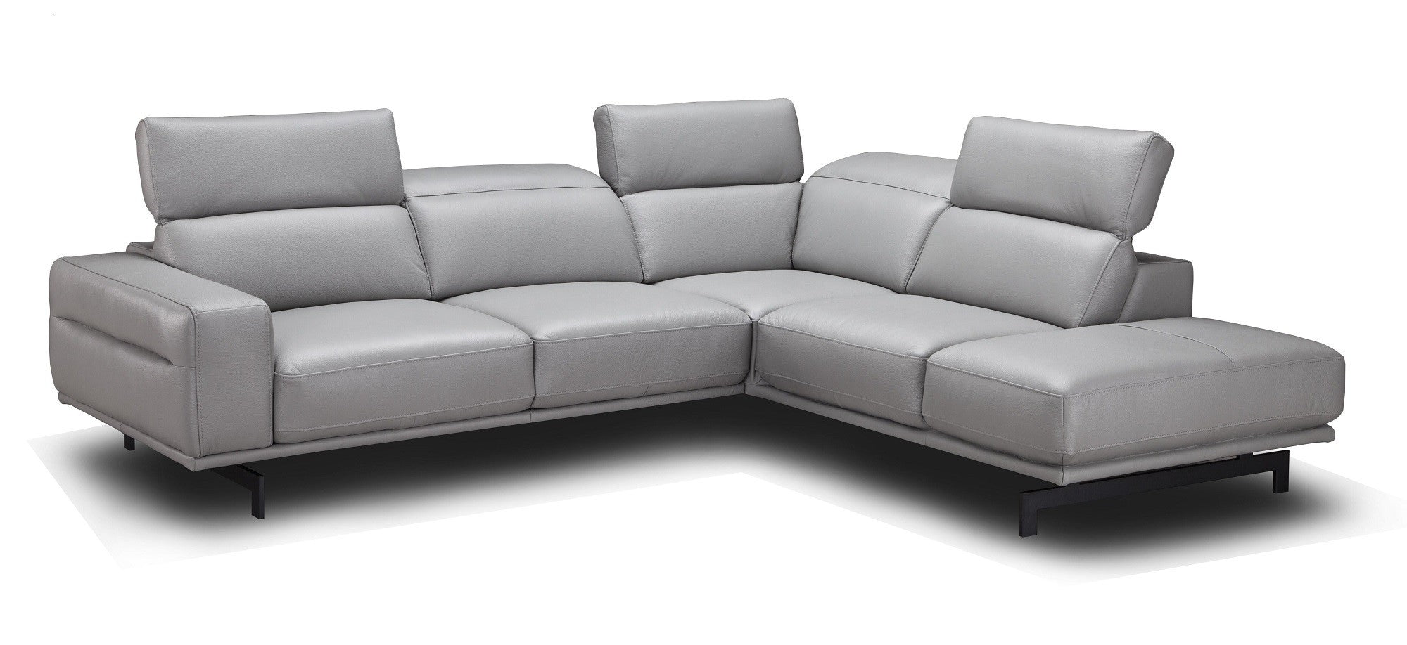 J & M Davenport Leather Sectional, Light Gray
