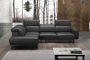 J & M Davenport Leather Sectional, Slate Gray