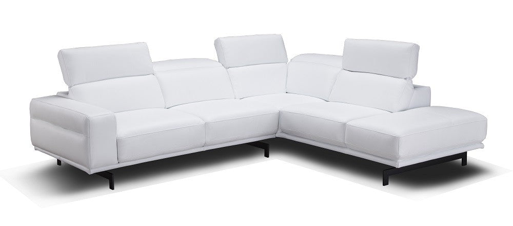 J & M Davenport Leather Sectional, Snow White