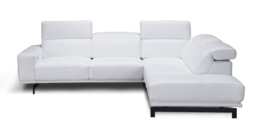 J & M Davenport Leather Sectional, Snow White