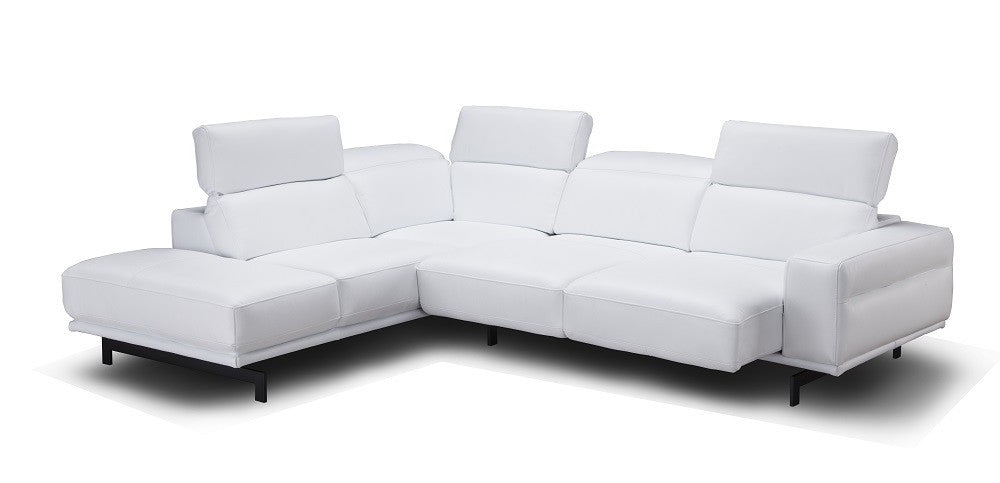 J & M Davenport Leather Sectional, Snow White