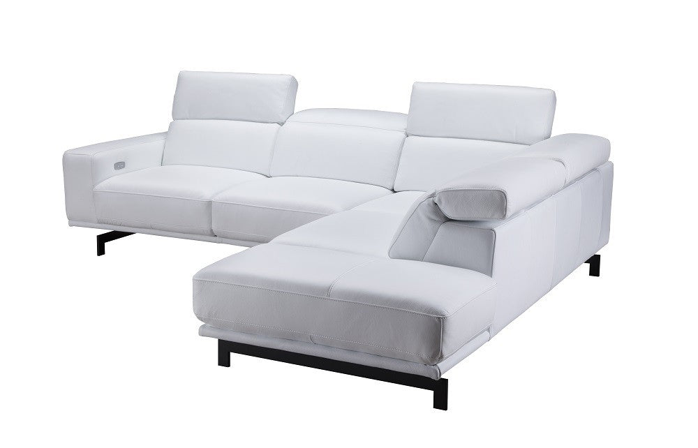 J & M Davenport Leather Sectional, Snow White
