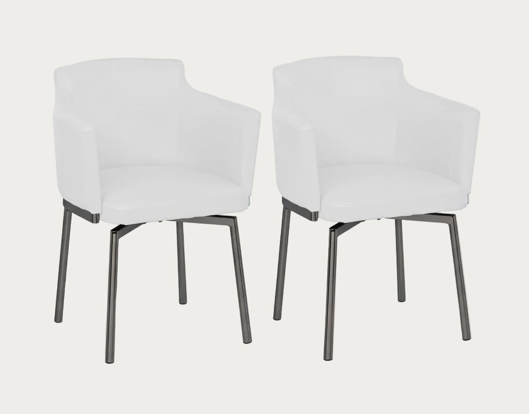 Two Dusty white armchairs with black legs on a white background