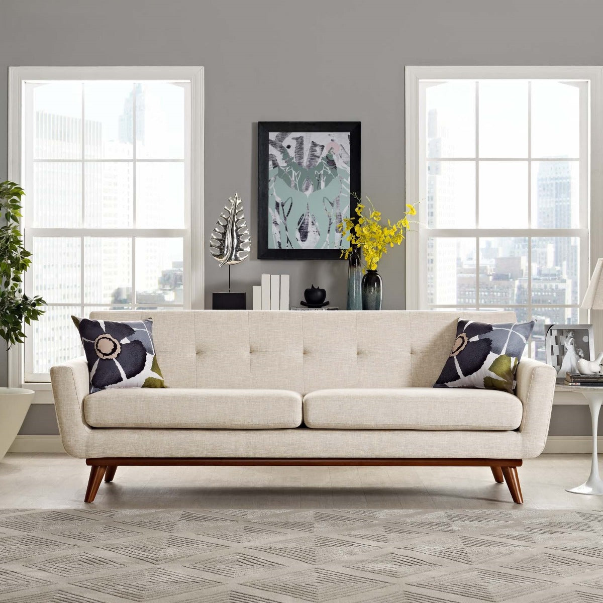 Modway Engage Upholstered Fabric Sofa-Beige