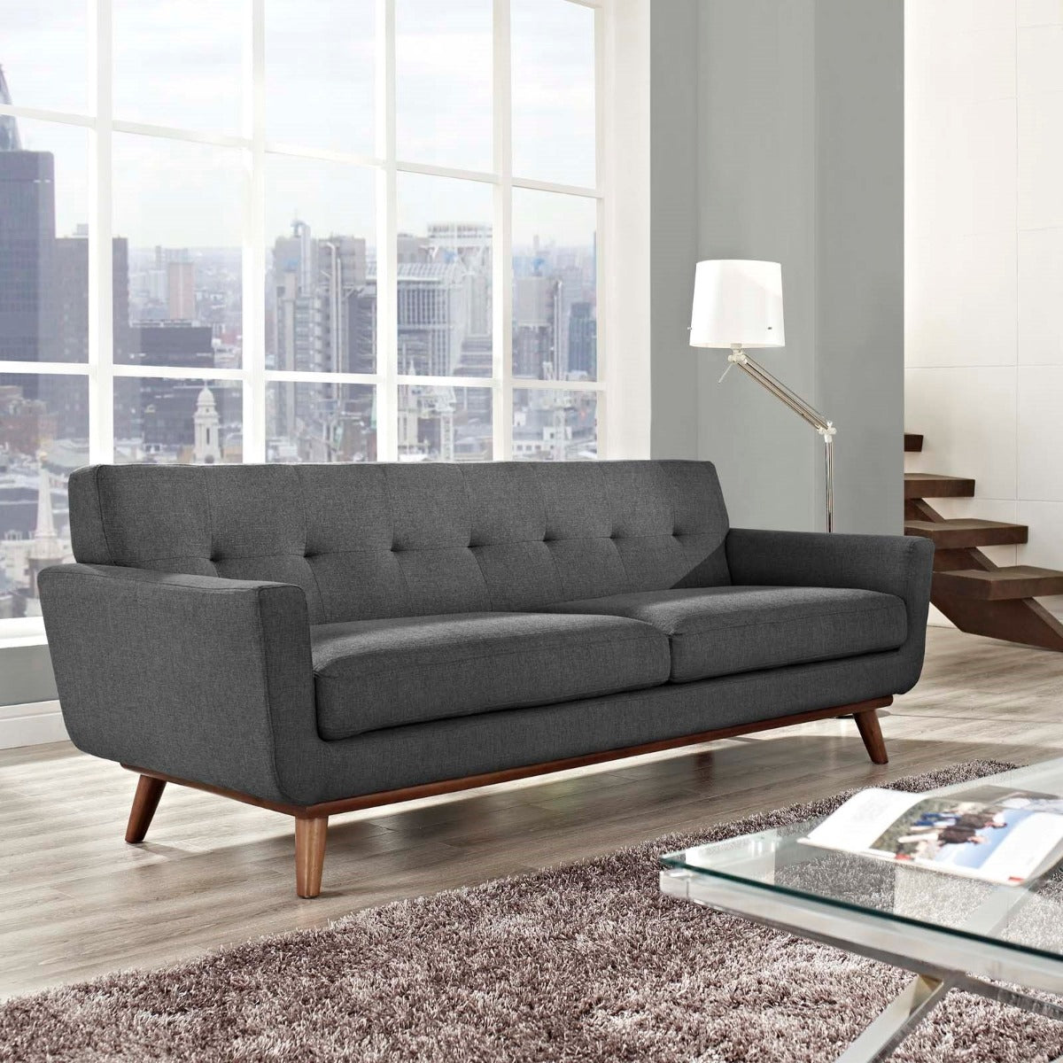 Modway Engage Upholstered Fabric Sofa-Gray
