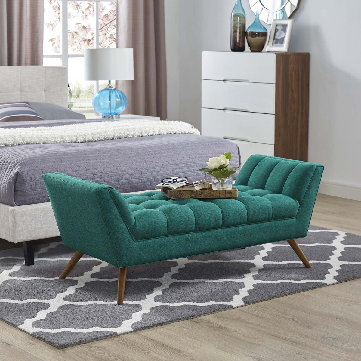 Modway Response Medium Upholstered Fabric Bench