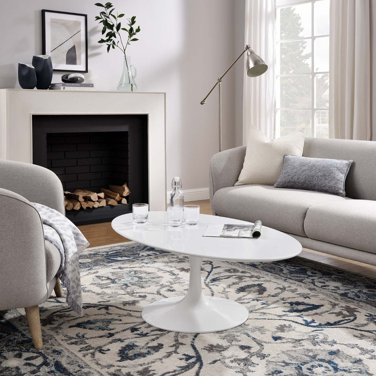Modway Lippa 48" Oval-Shaped Wood Top Coffee Table