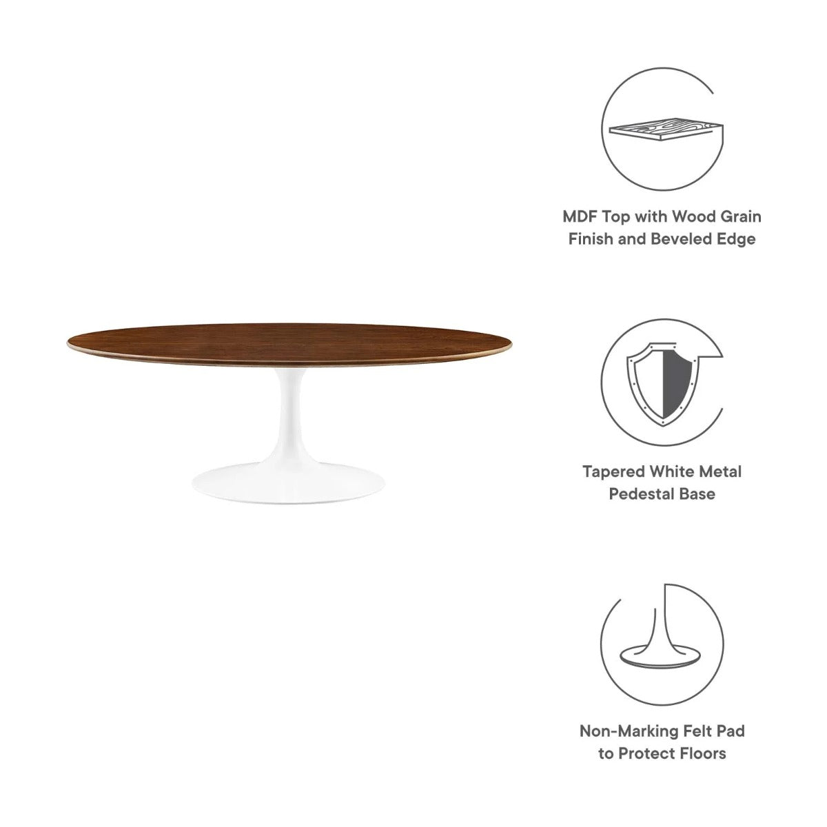 Modway Lippa 48" Oval Wood Grain Coffee Table