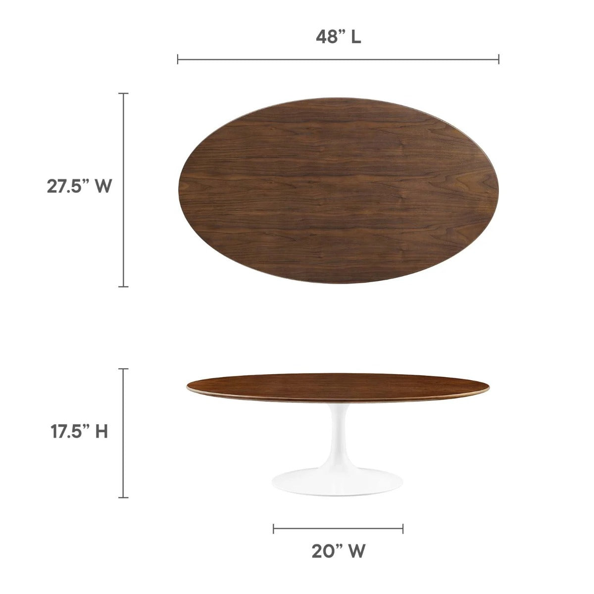 Modway Lippa 48" Oval Wood Grain Coffee Table