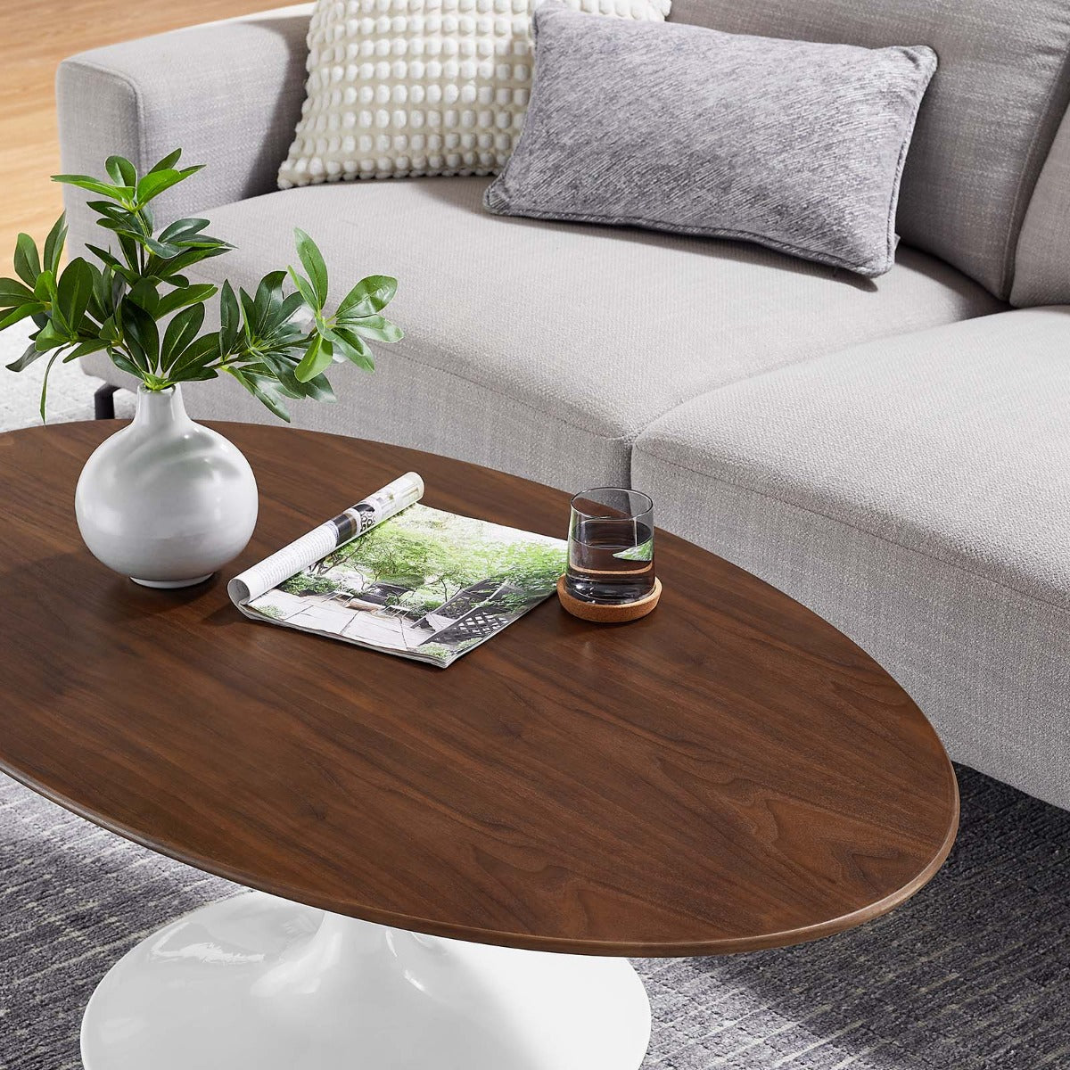 Modway Lippa 48" Oval Wood Grain Coffee Table