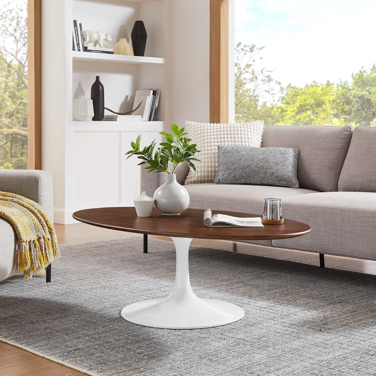 Modway Lippa 48" Oval Wood Grain Coffee Table