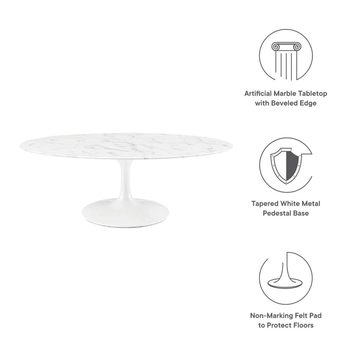 Modway Lippa 48" Oval Artificial Marble Coffee Table