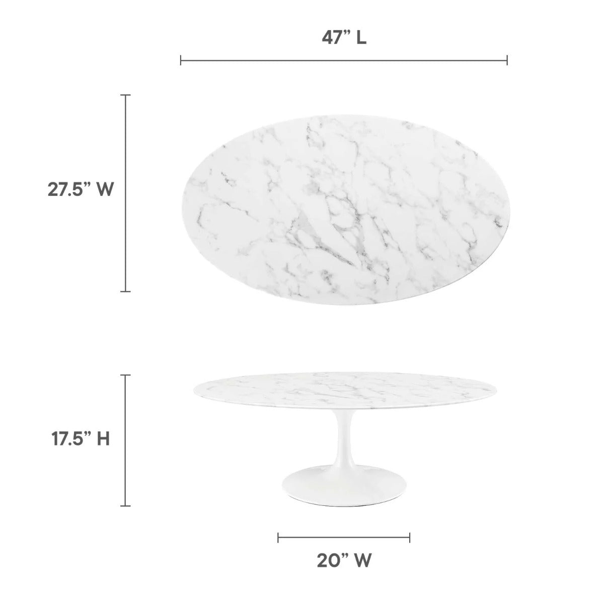 Modway Lippa 48" Oval Artificial Marble Coffee Table