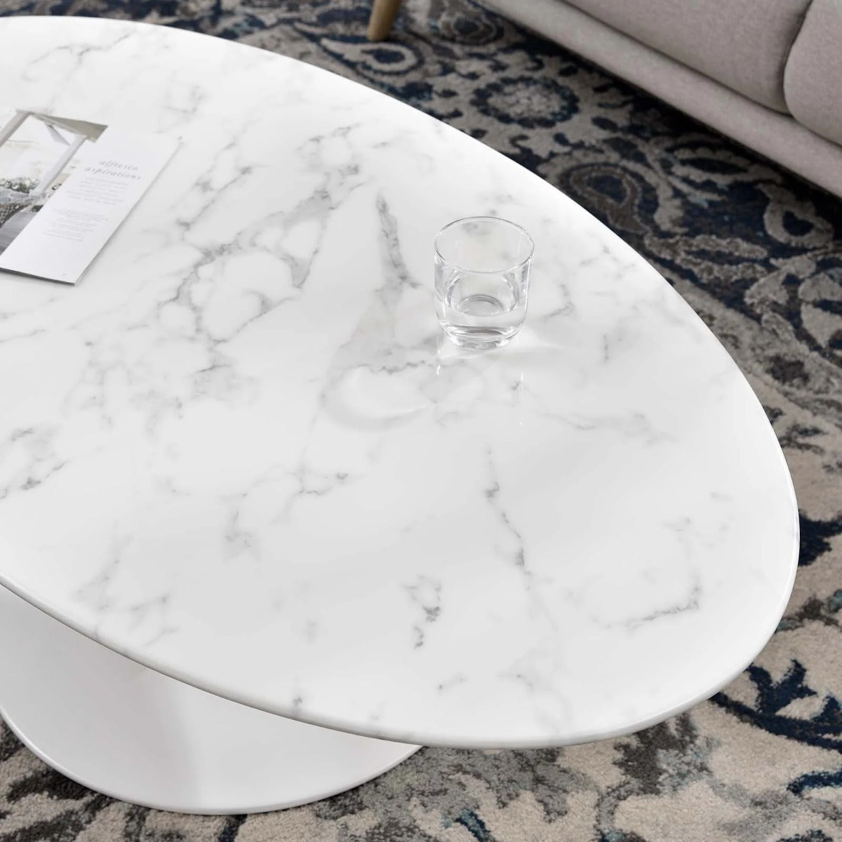 Modway Lippa 48" Oval Artificial Marble Coffee Table