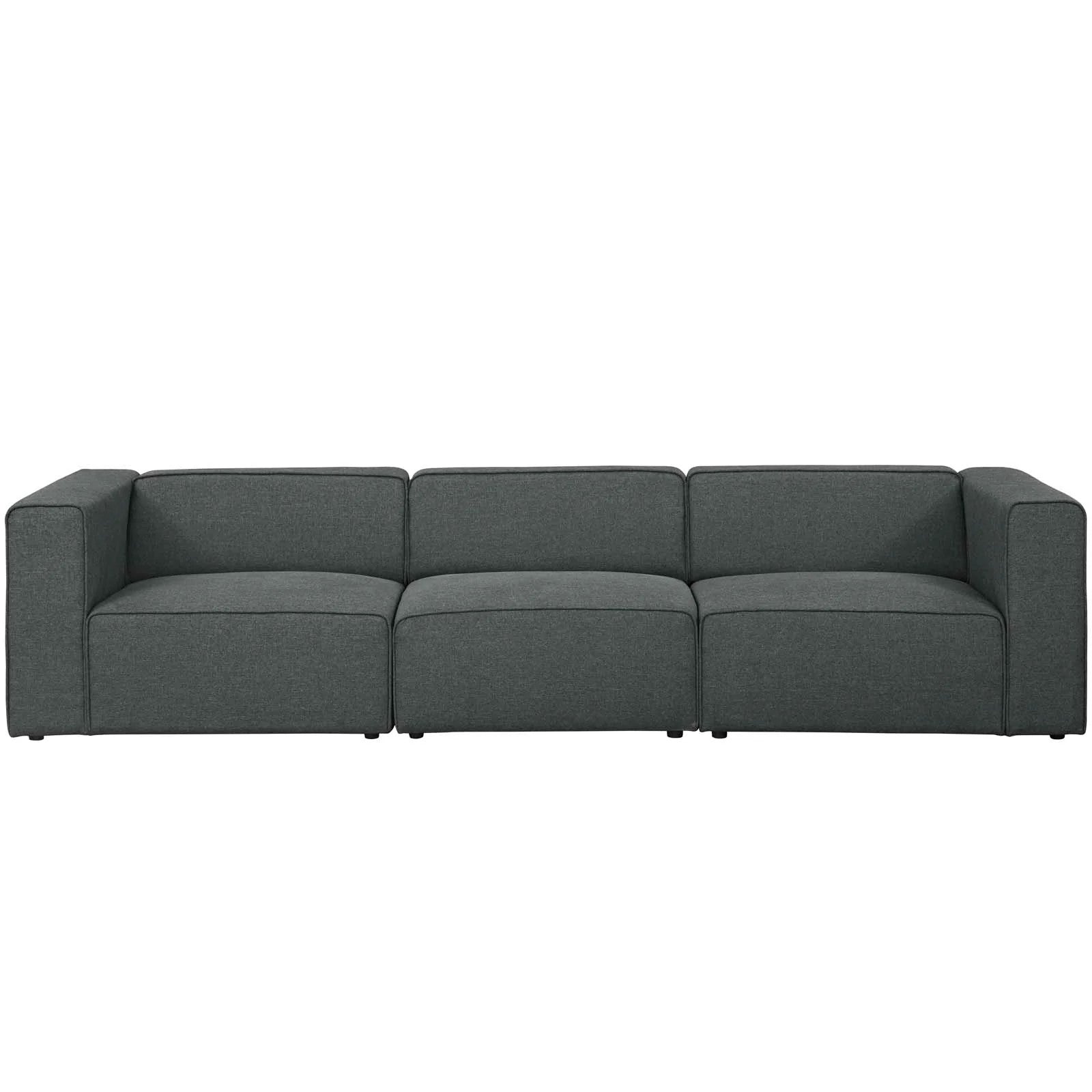 Modway Mingle 3 Piece Upholstered Fabric Sectional Sofa