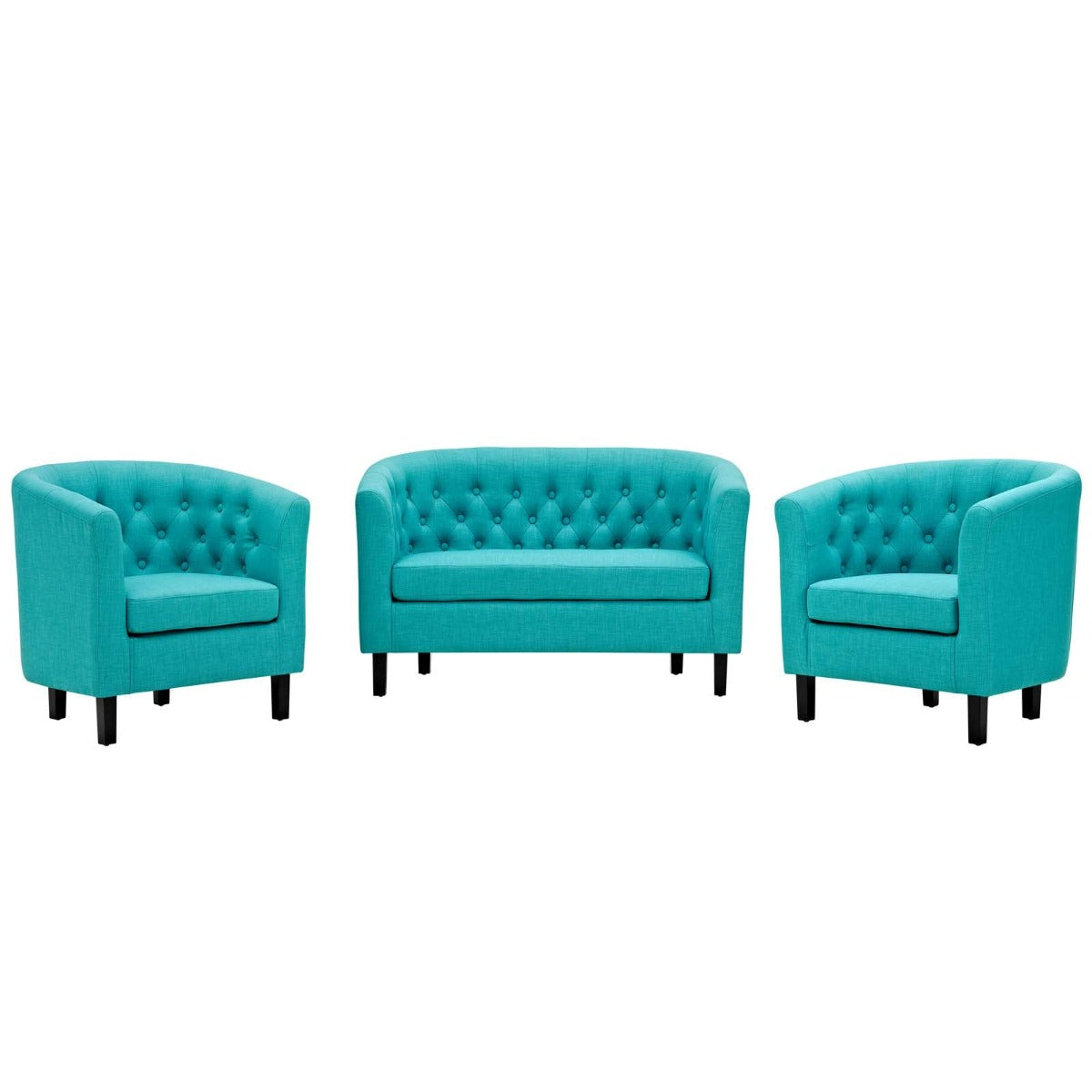 Modway Prospect 3 Piece Upholstered Fabric Loveseat and Armchair Set