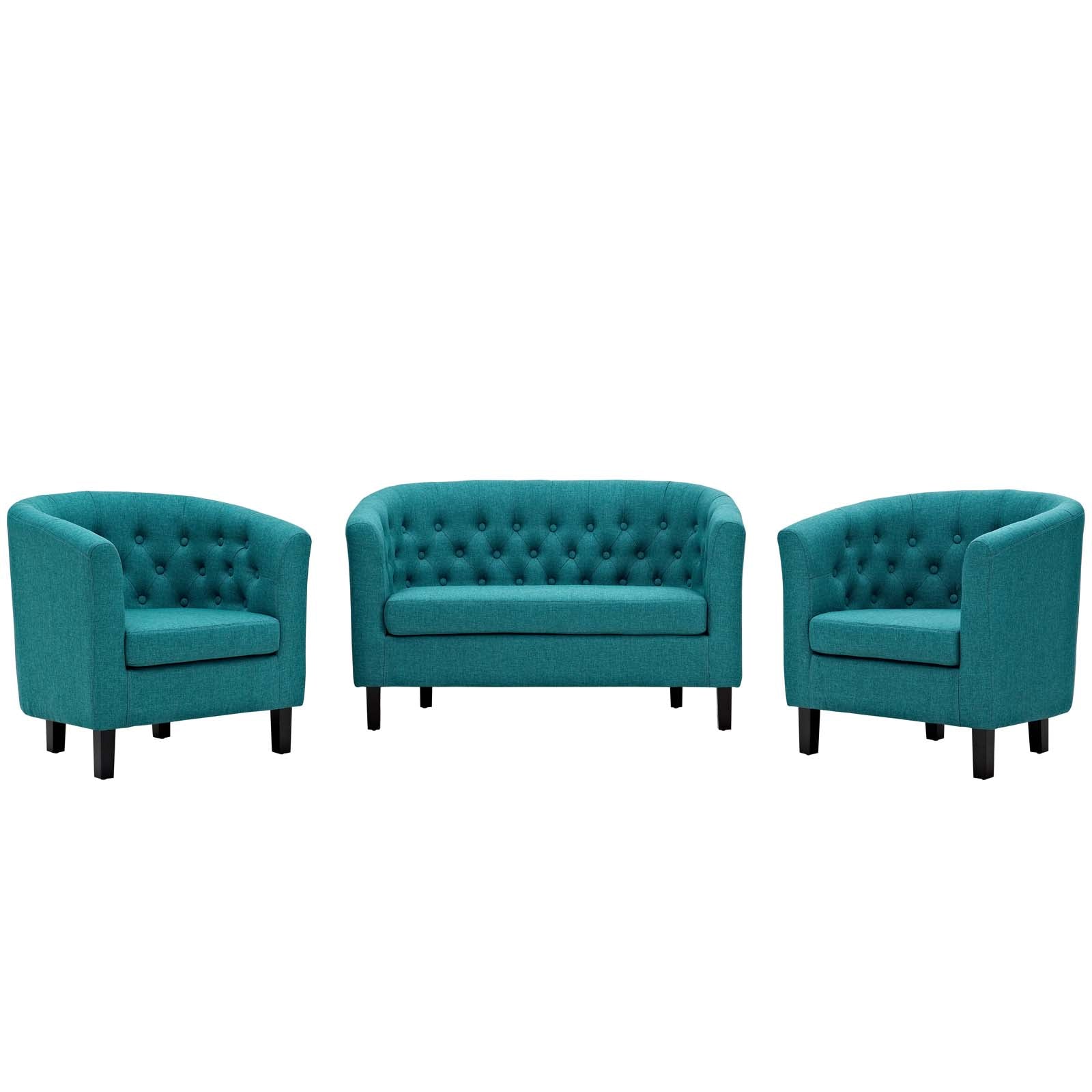 Modway Prospect 3 Piece Upholstered Fabric Loveseat and Armchair Set