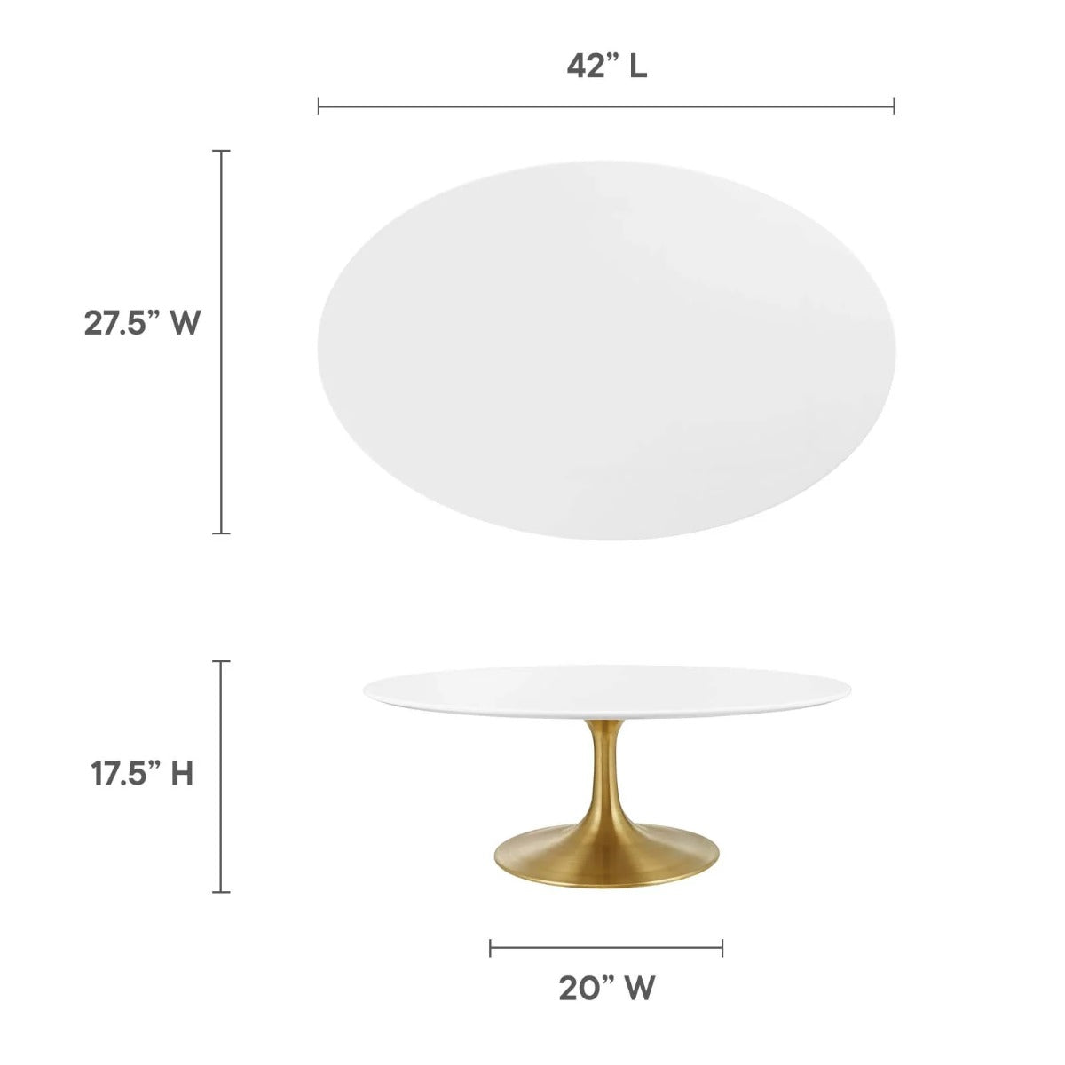 Modway Lippa 42" Oval Coffee Table