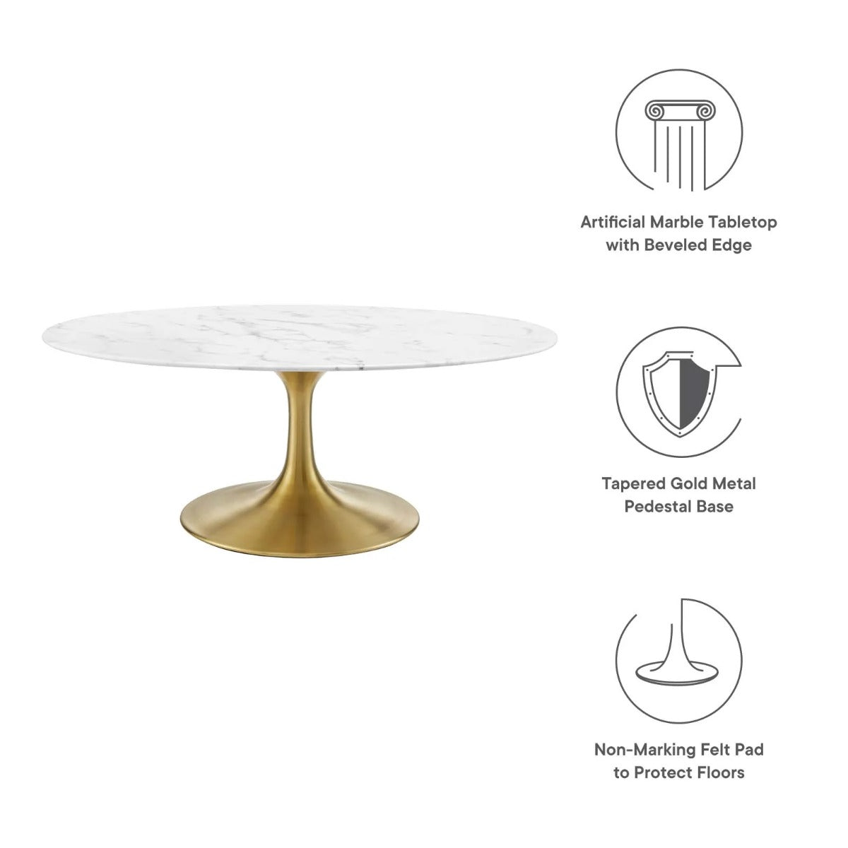 Modway Lippa 42" Oval Artificial Marble Coffee Table
