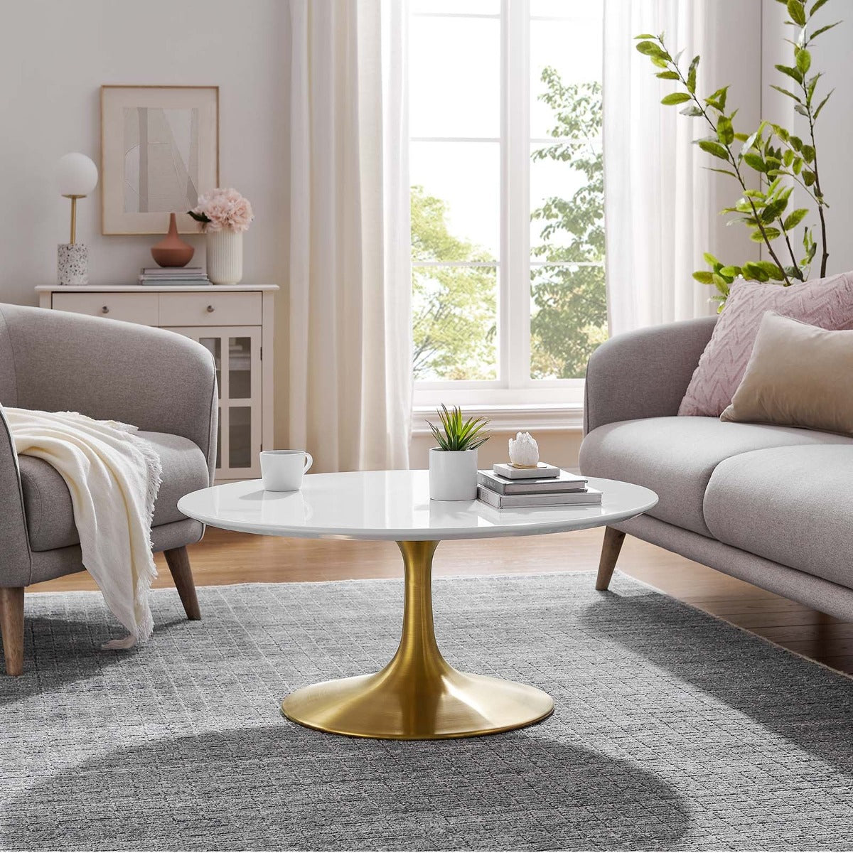 Modway Lippa 36" Round Wood Coffee Table 1