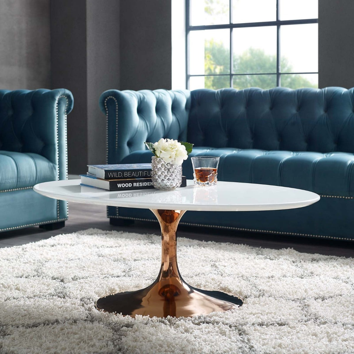 Modway Lippa 42" Oval-Shaped Wood Top Coffee Table