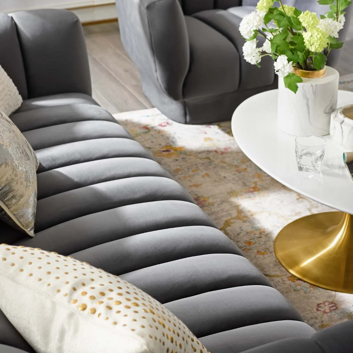 Modway Entertain Vertical Channel Tufted Performance Velvet Sofa