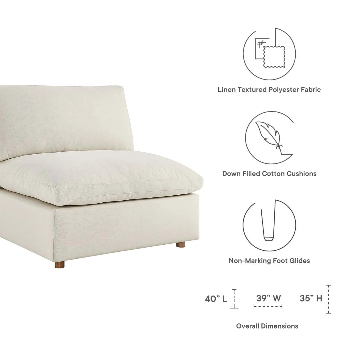 Modway Commix Down Filled Overstuffed 4 Piece Sectional Sofa Set