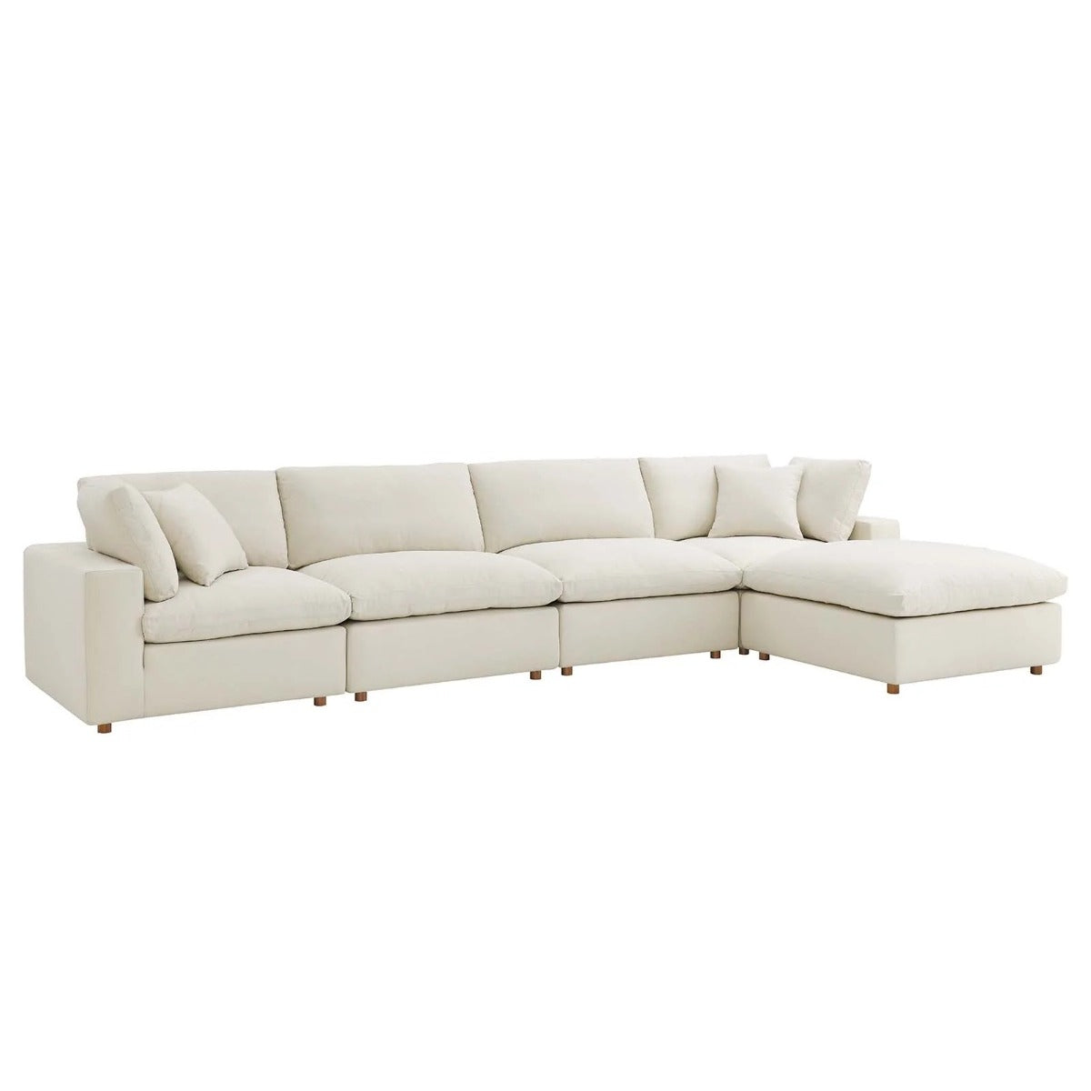 Modway Commix Down Filled Overstuffed 5 Piece Sectional Sofa Set