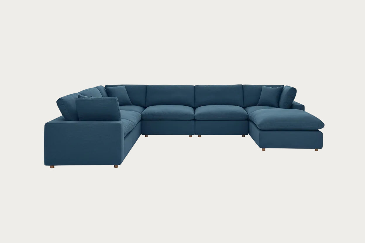 Azure sectional sofa on a white background.