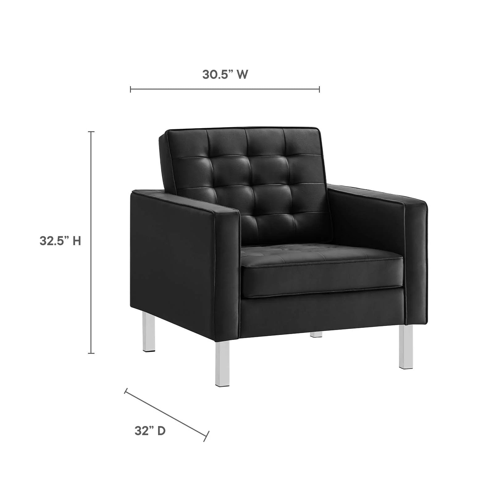 Modway Loft Tufted Upholstered Faux Leather Armchair
