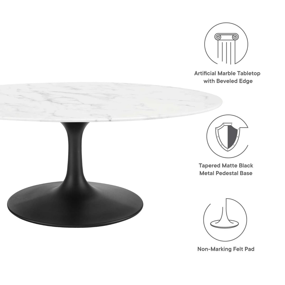 Modway Lippa 42" Oval Artificial Marble Coffee Table
