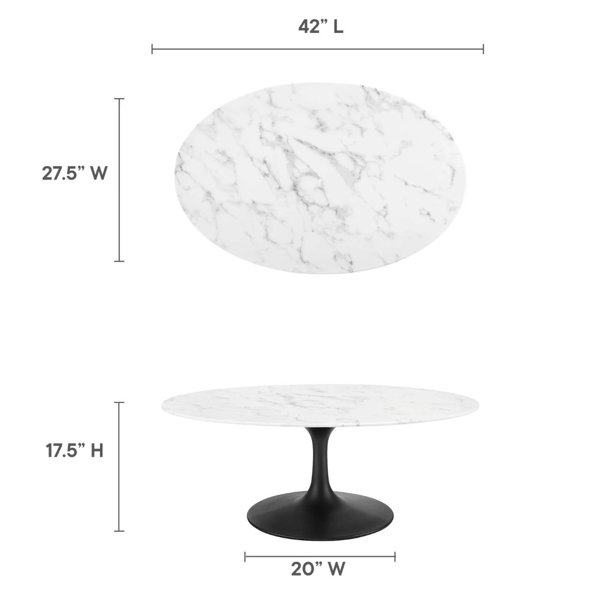 Modway Lippa 42" Oval Artificial Marble Coffee Table