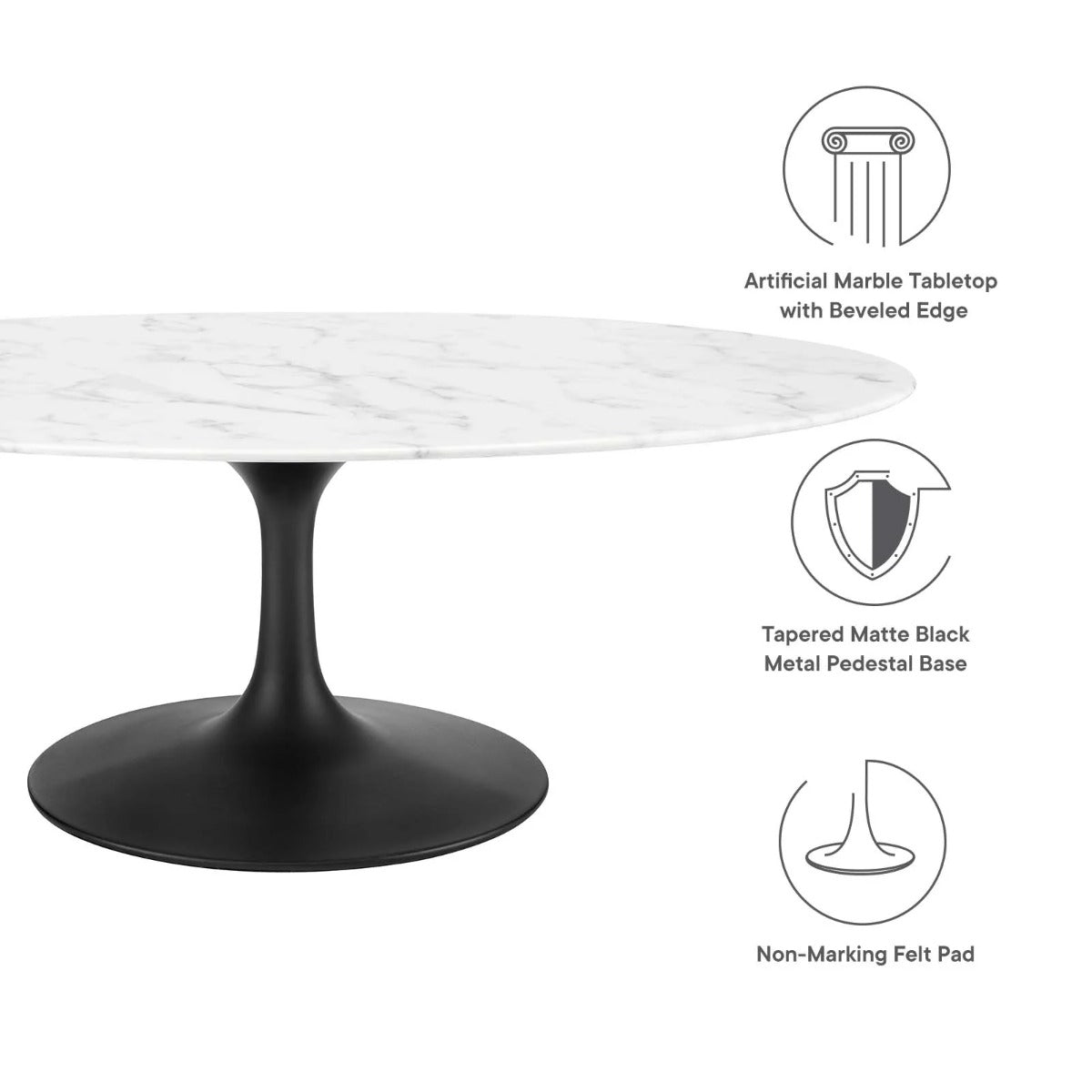 Modway Lippa 48" Oval Artificial Marble Coffee Table
