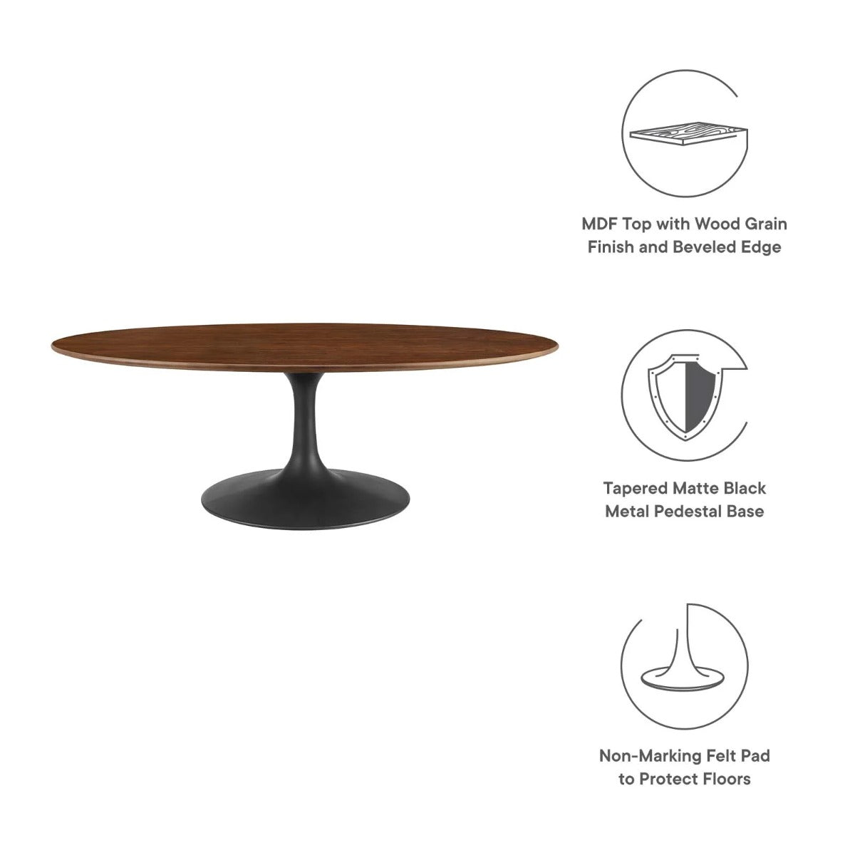 Modway Lippa 48" Oval Wood Grain Coffee Table