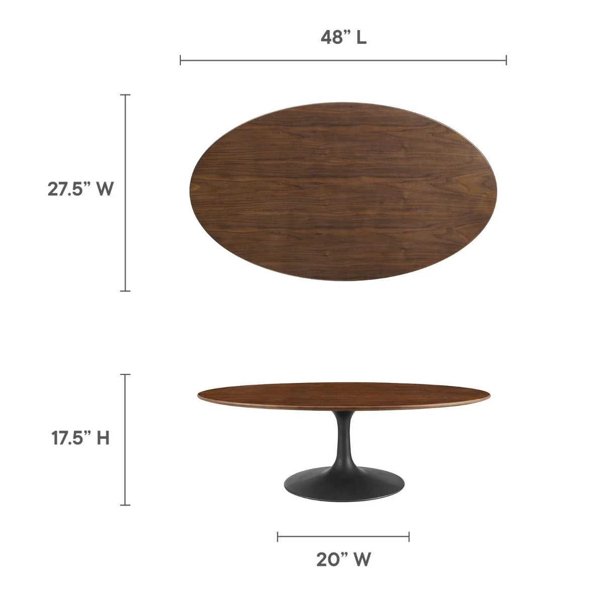 Modway Lippa 48" Oval Wood Grain Coffee Table