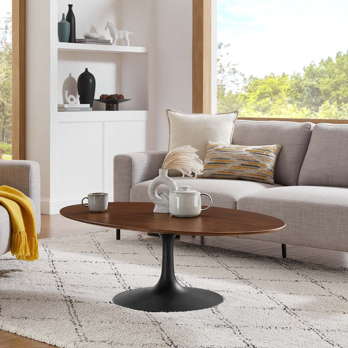 Modway Lippa 48" Oval Wood Grain Coffee Table