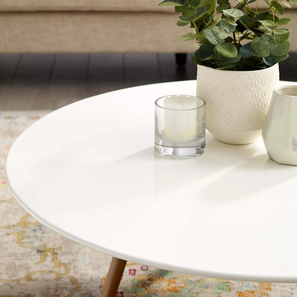 Modway Lippa 40" Round Wood Top Coffee Table with Tripod Base