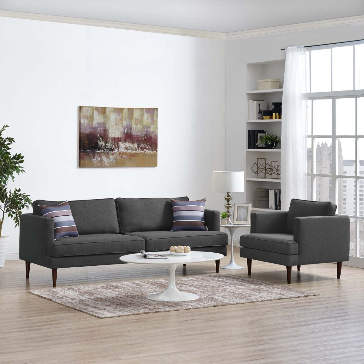 Modway Agile Upholstered Fabric Sofa and Armchair Set