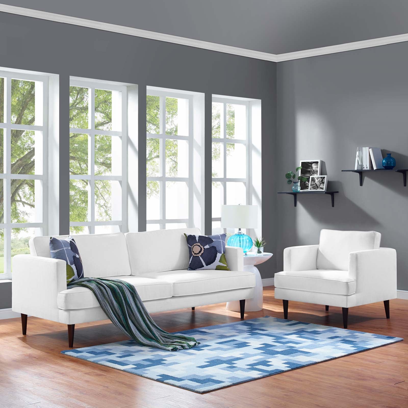 Modway Agile Upholstered Fabric Sofa and Armchair Set